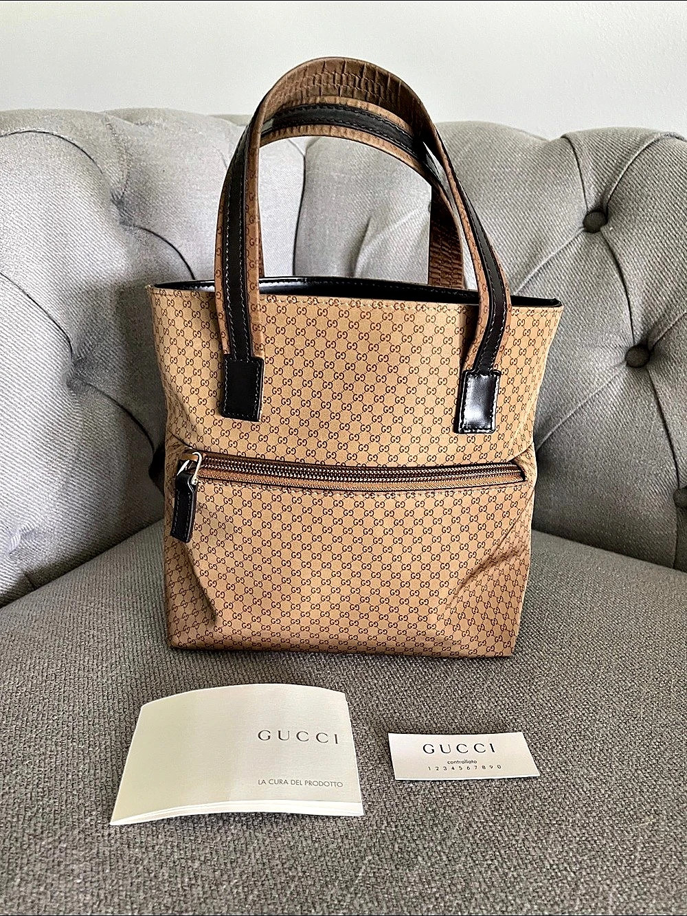 Gucci Guccissima Brown Nylon Mini Tote very nice condition. Original.